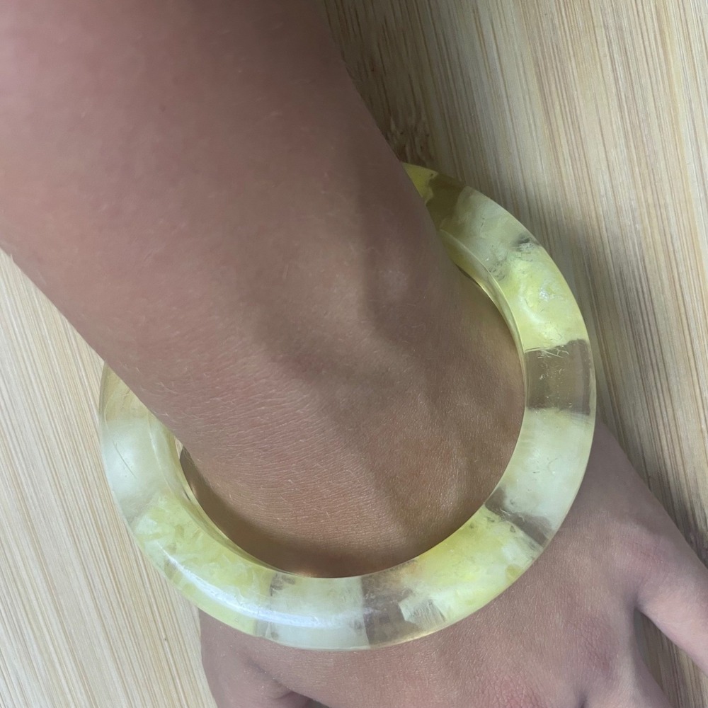 Yellow Resin Bangle Bracelet Statement Jewelry Lucite‎ Funky Accessory Unique